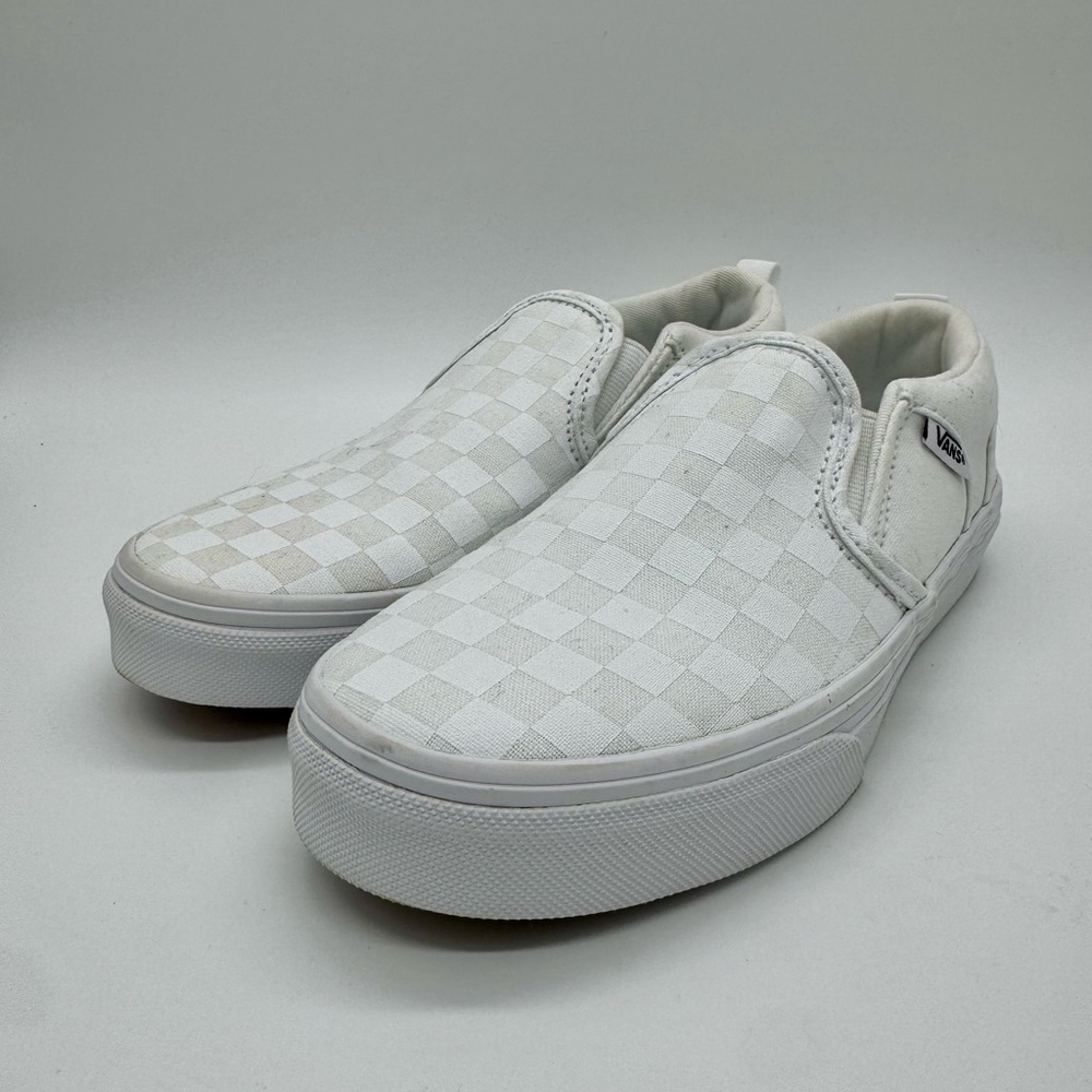 Vans Canvas White Checkerboard Skate Shoe Sneaker Slip on Kids Size 2 NEW no box